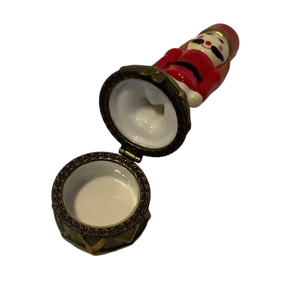 Nutcracker Soldier Trinket Hinged Box 4” Porcelain Christmas Decor Hand Painted - Picture 3 of 5